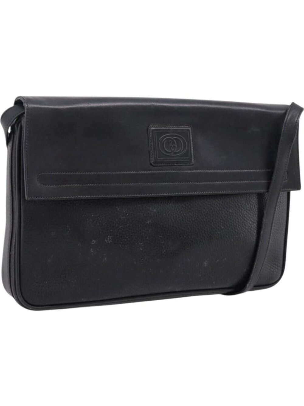 GUCCI Shoulder Bag Leather Black Gold
